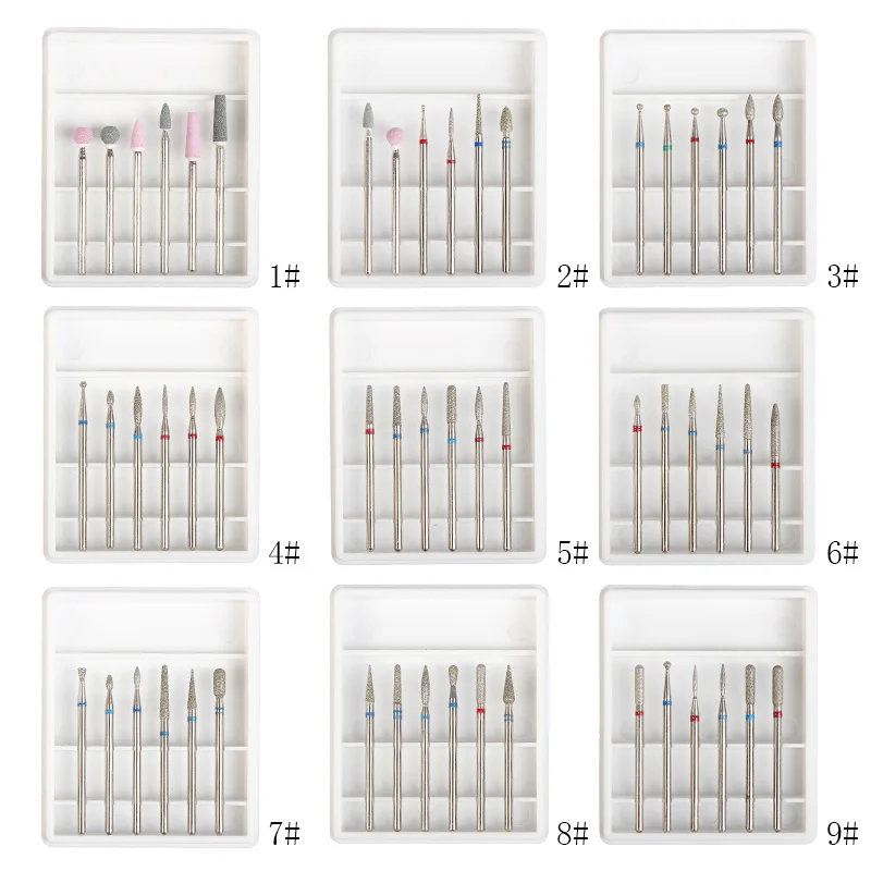 

CYSHMILY 6pcs/set Carbide Drill Bits Manicure Machine Accessories Rotary Burr Electric Nail Bit Manicure Cutter Nail Art Tools