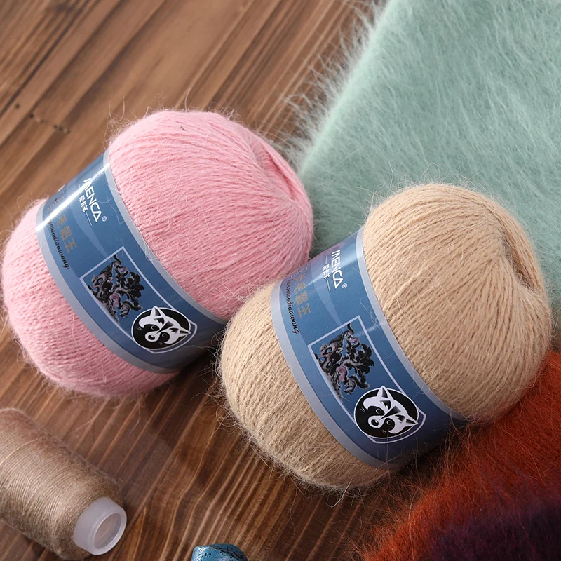 MENCA Long Hair Mink Yarn 120 Colors 80% Angora Rabbit Yarn for Hand Knitting Mink Down Yarns 13s/2 Fluffy Wholesale 4