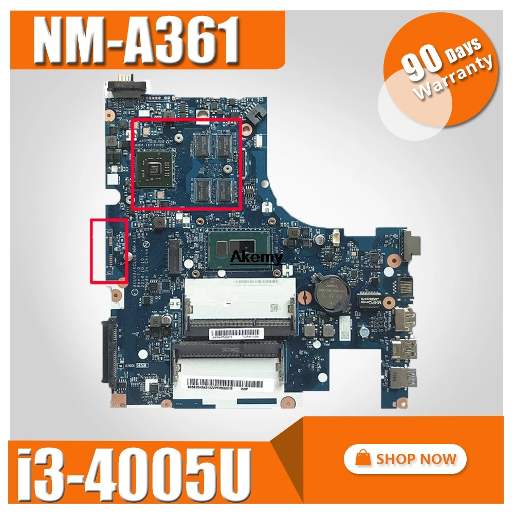 

NM-A361 motherboard for Lenovo G50-80 laptop motherboard ACLU3/ACLU4 NM-A361 R5 GPUnotebook I3-4005 CPU original Test