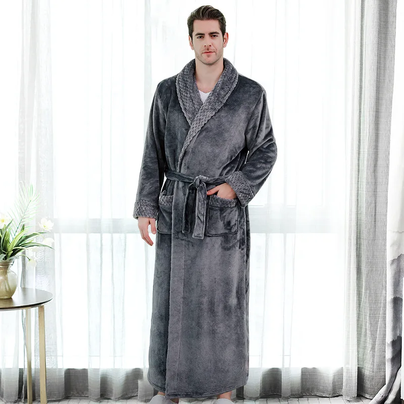 Женский зимний длинный фланелевый Халат размера плюс, розовое теплое кимоно, банный халат, сексуальный халат для подружки невесты, мужские халаты, ночная Пижама