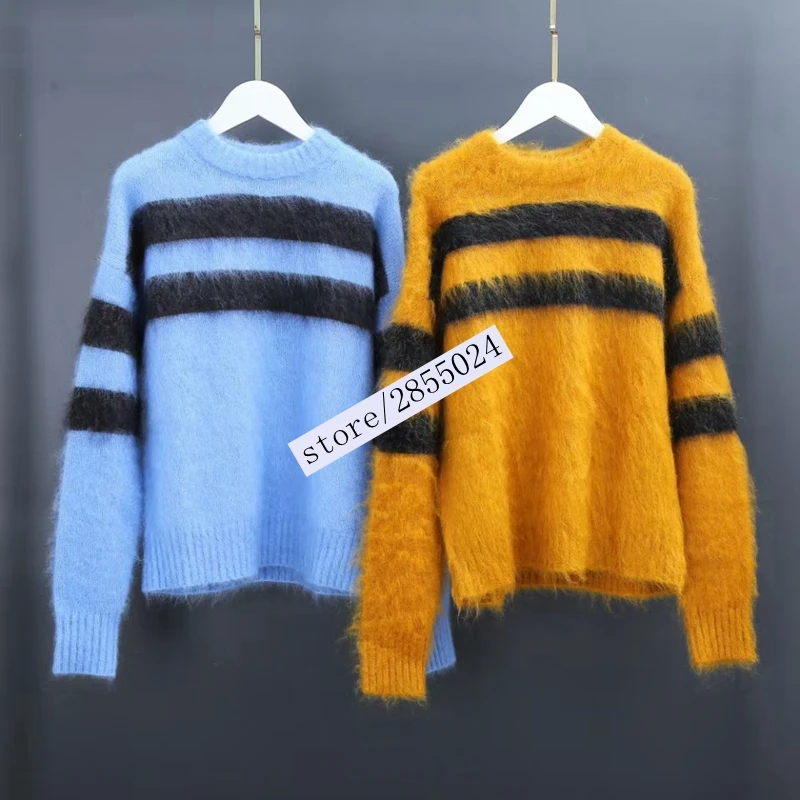 

2020 Fall Woman Long Sleeve Knitted Mohair Sweaters Pullovers