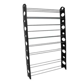 

10-Tier 50-Pair-of-shoes Adjustable Steel & Plastic Shoe Rack Black Silver Shoe Rack