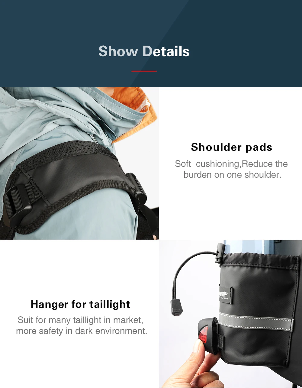 RHINOWALK New Bicycle Bags Mountain Bike Saddle Rack Trunk Bags Travel Cycling Luggage Carrier 17L Camera Handbag Waterproof  (10)