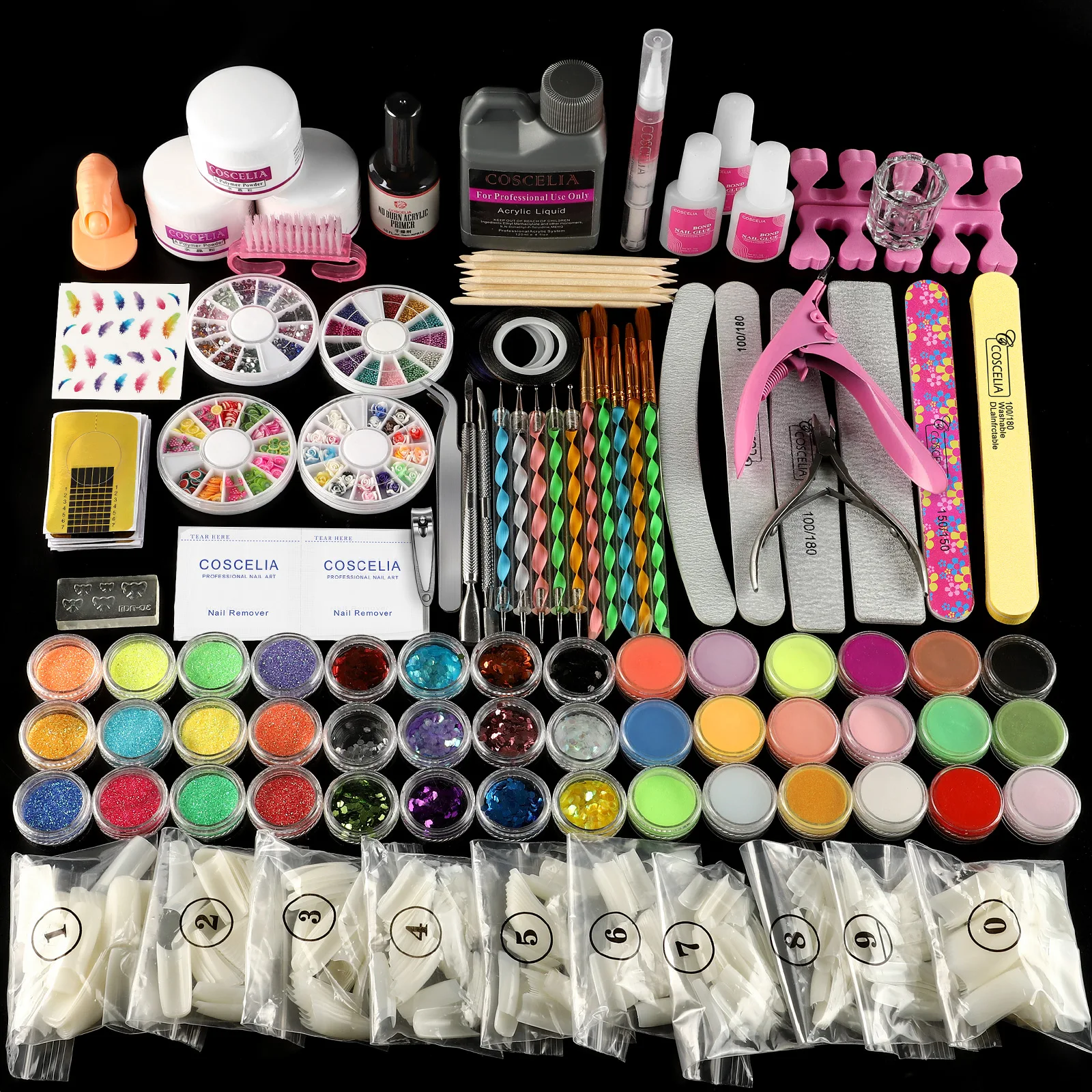 Pro akrylowy zestaw pełny zestaw do Manicure proszek akrylowy brokat 120ml płyn do zestawu Nail Art Clipper Tools komplet pędzli do Manicure