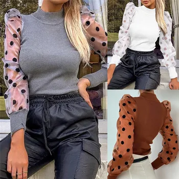 

Women Ladies Mesh Sleeve Tops Pullover Sweater Casual Jumpsuit Tops