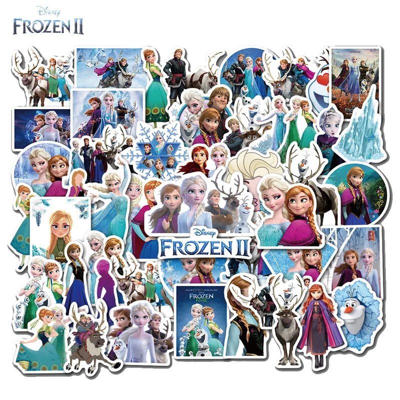 50 Pcs Disney Frozen 2 Stickers Toy Princess Elsa Anna Olaf Bubble Graffiti Decoration Skateboard Kids Rooms 3D Sticker |