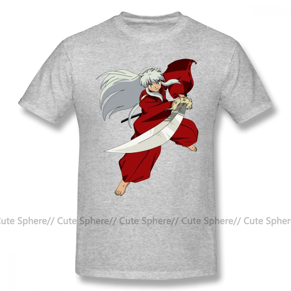 Футболка Inuyasha, футболка InuYasha, большие размеры, графическая футболка, милая Классическая Мужская хлопковая футболка с коротким рукавом - Цвет: Gray