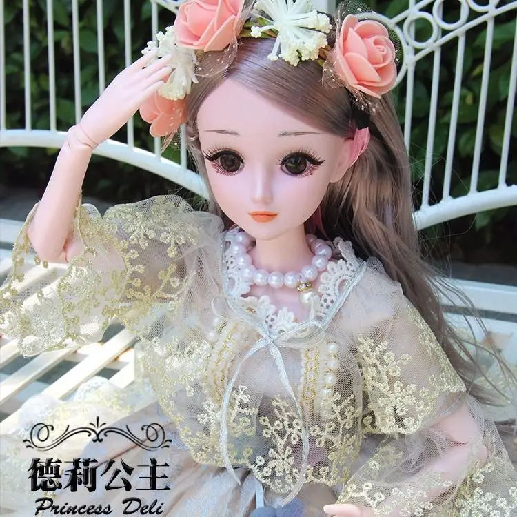 60 см 20 подвижные швы белая кожа Bjd куклы принцесса платье девушки игрушки 3D глаза одежда Обувь Аксессуары BJD кукла игрушка для девочек - Цвет: Doll 1 dress 2 sets
