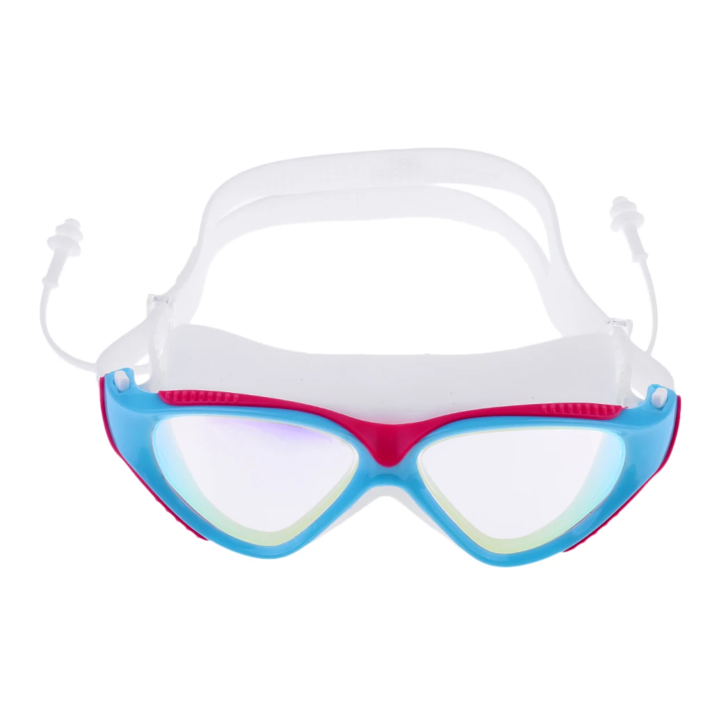 Men Women UV Protection Silicone Strap  Anti Fog Swimming Goggles Glasses with Storage Case & Ear Plugs 