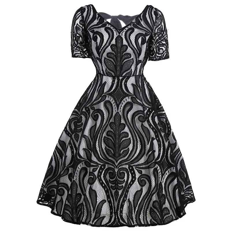 BacklakeGirls Sexy V Neck Short Sleeves Lace Cocktail Dresses V-back With Bow Tie Jurk For Women Party | Свадьбы и торжества