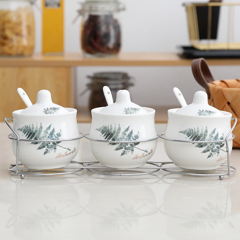 4Pcs Direct marketing garden flower creative ceramic seasoning jar home hotel kitchen seasoning storage decoration supplies