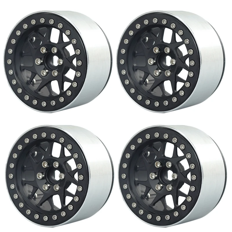 

4PCS Aluminum Alloy 2.2 Beadlock Wheel Rims for 1/10 RC Car Axial SCX10 RR10 Wraith 90056 Traxxas TRX4 TRX-6 Black