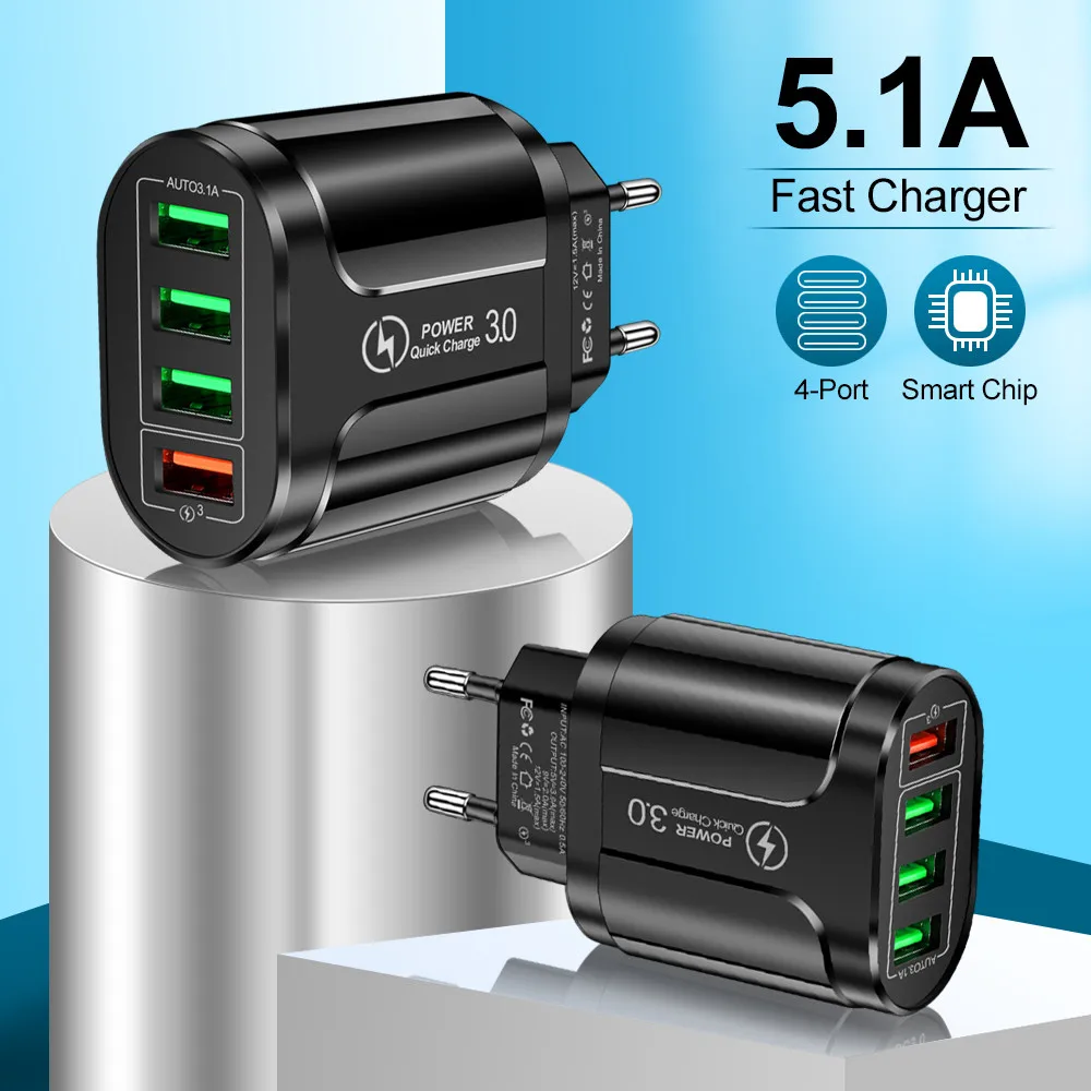 Быстрое зарядное устройство для телефона 5 В 4 USB-порта адаптер зарядки А Iphone Samsung