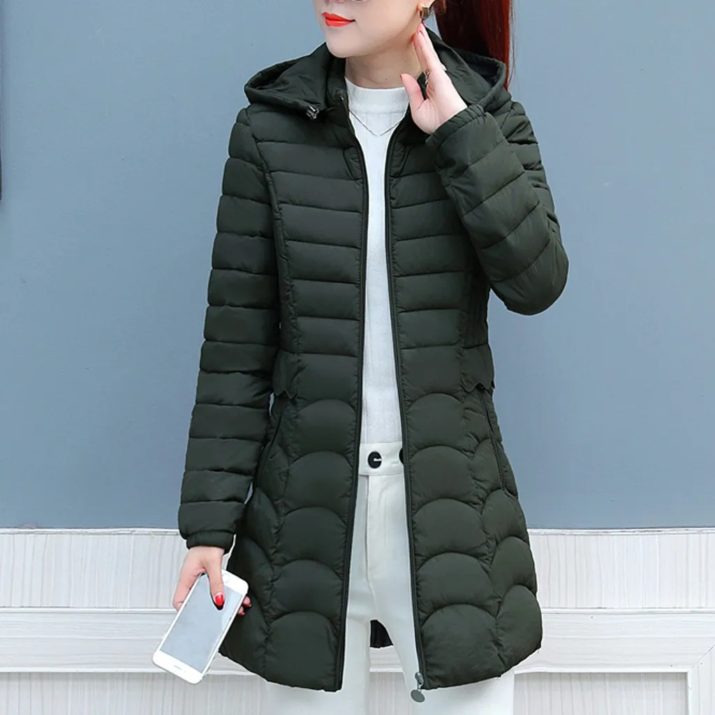 Down Coats Fashion Women Winter Warm Cotton Hooded Winter Jacket Long-Sleeved Coat Clothing Coats& Jackets Drop Shipping