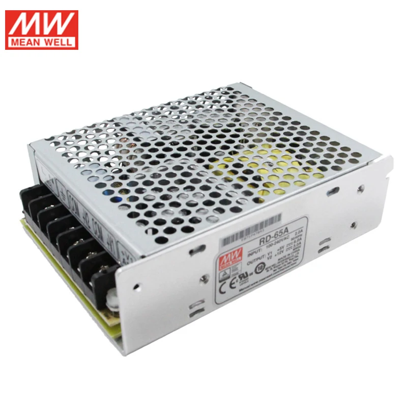 

MEAN WELL RD-65A 66W Dual Switching Power Supply 110V/220V AC to 5V 12V DC 6A 3A Power Unit 5G Viberation Full Protection