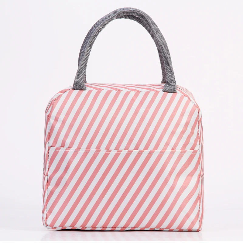 Pink Stripe Термосумка для ланча с фламинго для женщин, изолированная, Оксфорд, алюминиевая фольга, переносная сумка для ланча, для путешествий, пикника, Ланч-бокс с карманом 213 - Цвет: Pink Stripe