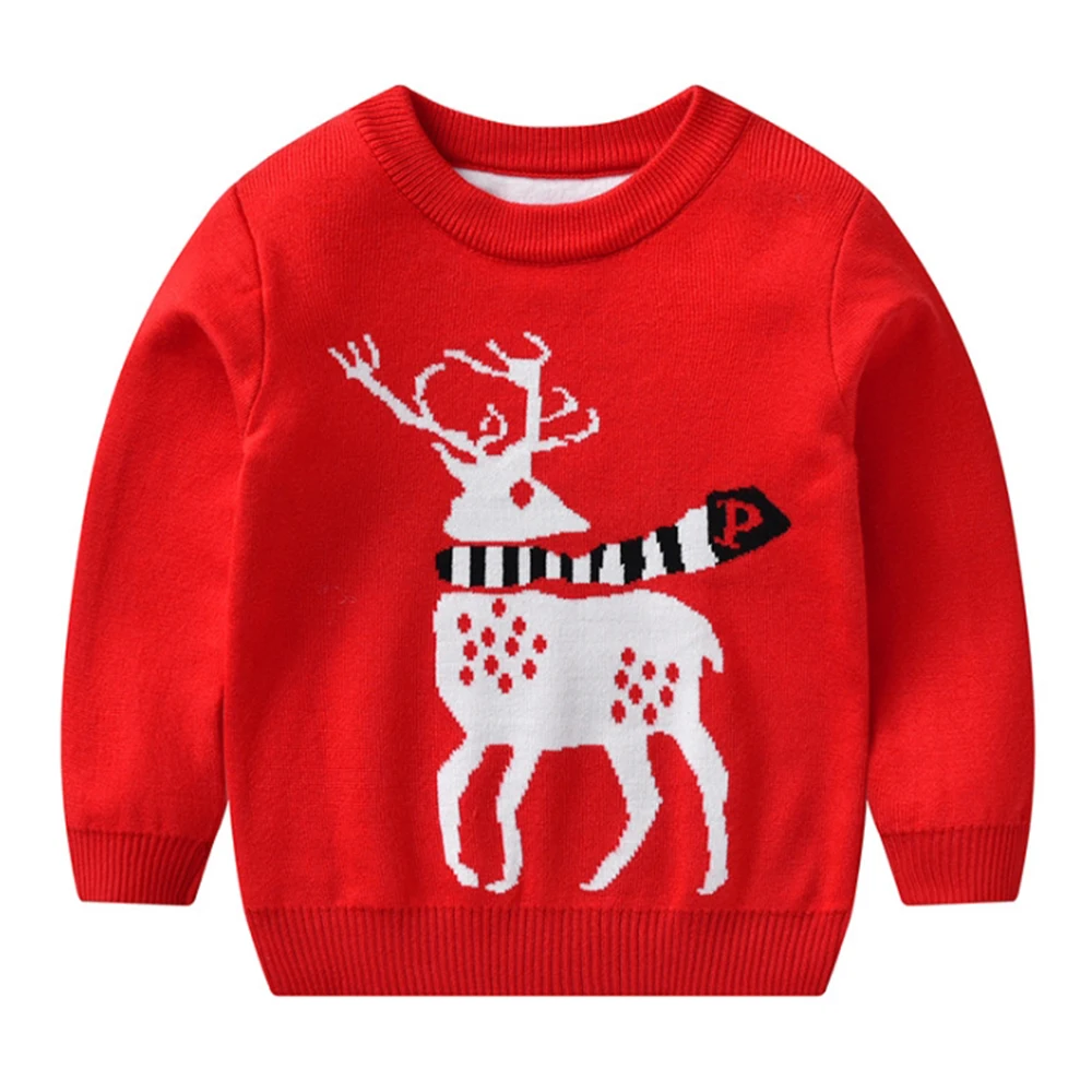 C CYSINCOS/ свитер с рисунком для маленьких девочек; сезон осень-зима; пуловер для маленьких мальчиков и девочек; теплая одежда; детский хлопковый Рождественский свитер - Цвет: C