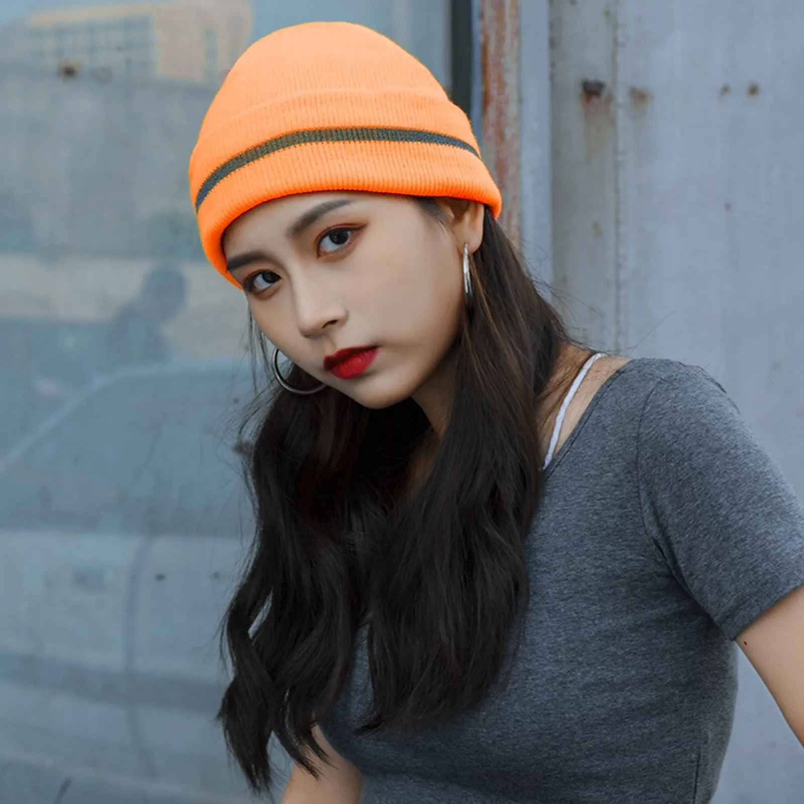 Adult Reflective Knitted Beanie Hats 