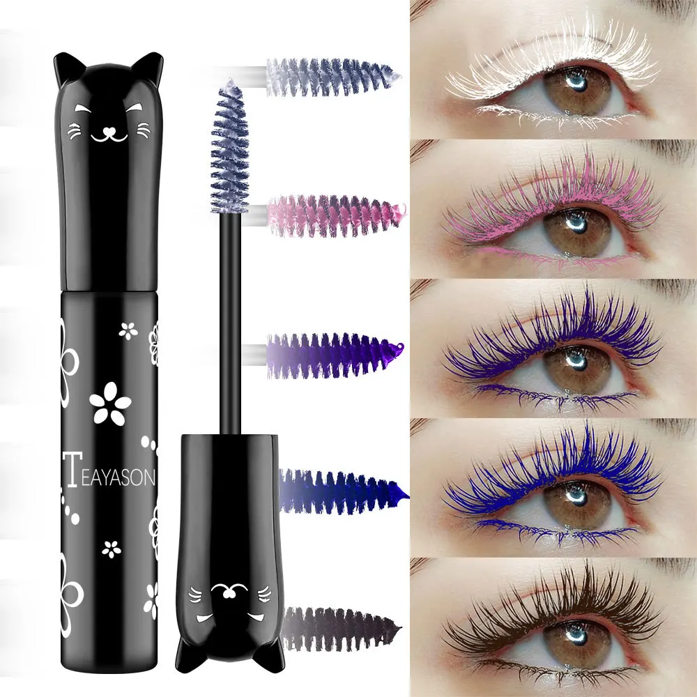 Brand Color Mascara Waterproof Pink Black Blue White Eyelashes Rimel Fast Dry Curling Lengthening Mascara Eye Lashes Makeup Ink - - AliExpress