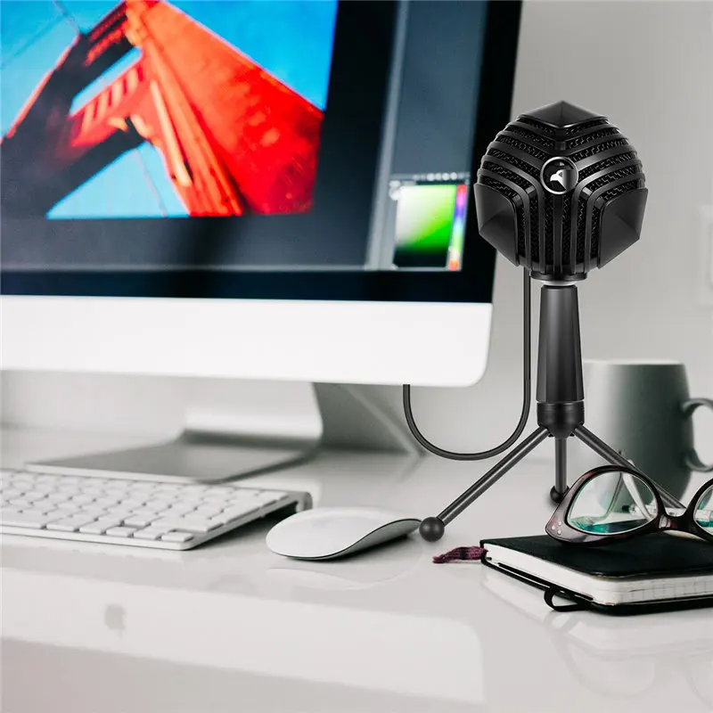 USB конденсаторный микрофон кардиоидный профессиональный Подкаст студия Запись микрофон со складной штатив для ПК караоке Youtube