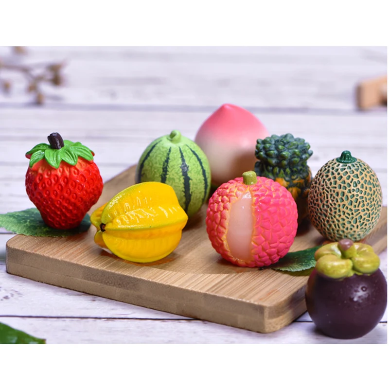 

Cartoon Fruit Ornaments For Home Decoration Micro Strawberry Lemon Watermelon Landscape Miniature Desktop Decor New Year