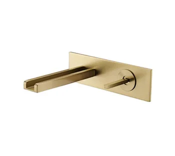 

Dark wall faucet cold and hot copper bathroom cabinet drawing gold waterfall black basin faucet
