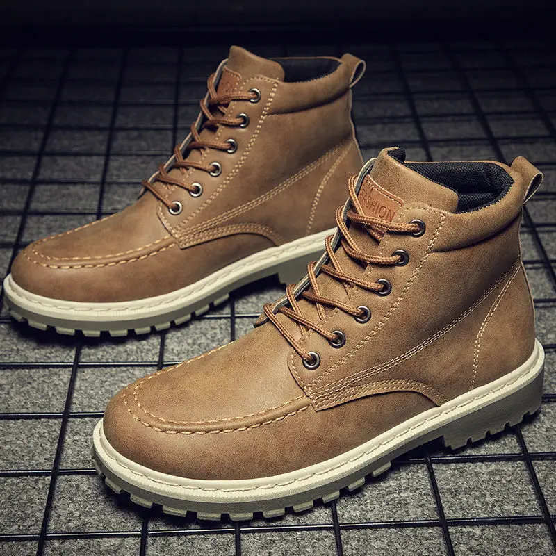 

High Quality Fashion Winter Men's Martin Boots Warm Working Boots Man Desert Boots Round Fashion Trend High Top Motorcycle Boots