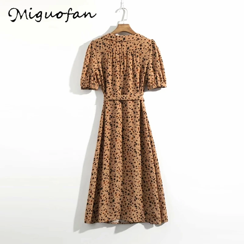 Miguofan Платья с запахом, женское длинное платье в горошек, винтажное платье макси с поясом, весеннее Сексуальное Женское Платье с v-образным вырезом, vestidos