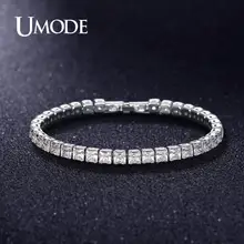 UMODE, новинка, 4 мм, 5 мм, 6 мм, Круглый квадратный хрустальный Теннисный браслет из циркона для женщин и мужчин, длинная цепочка из белого золота, ювелирные изделия AUB0178AX