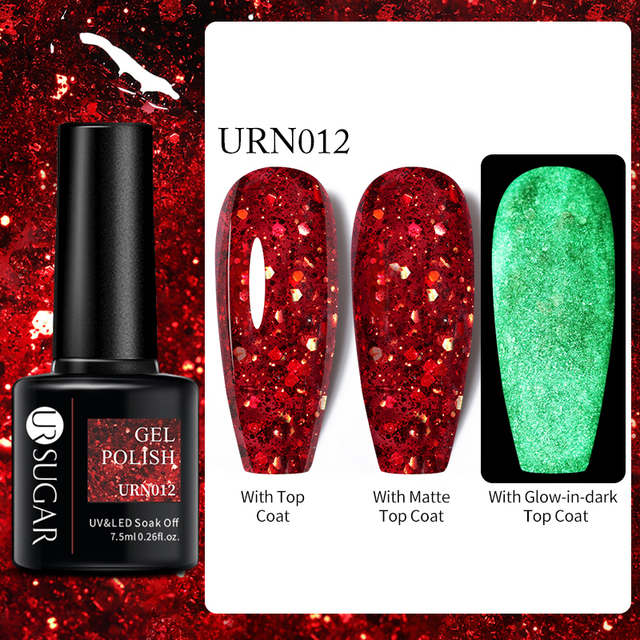SUGAR Luminous Gel Top Coat Semi Permanent Glow In Dark Fluorescent Soak Off UV LED Color Gel Nail Varnish Nails for Manicure