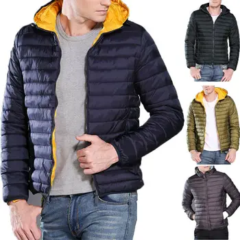 

Winter Men's Thick Down Parkas Warm Zippered pocket with a compressed slim fit Leisure Hooded Outwear Tunic Coats Jackets