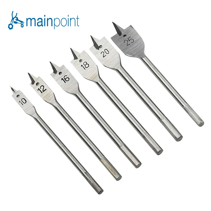 Mainpoint 6 шт./компл. 10-25 мм плоские свёрла для дерева набор деревообрабатывающее перовое сверло битовые электроинструменты для сверления дерева Ручные инструменты
