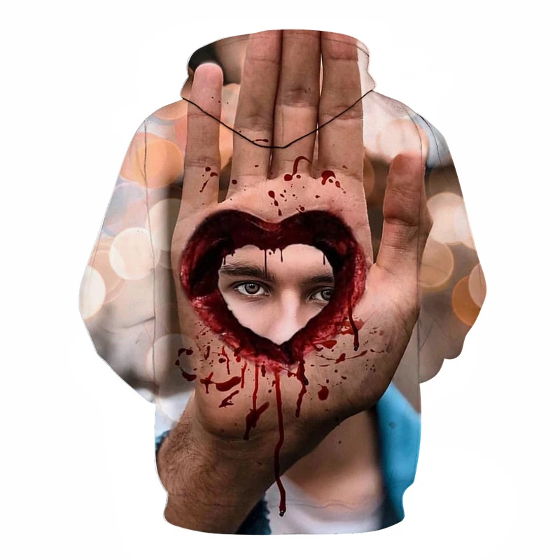 spring autumn newest men hoodie blue flame skull 3D digital printing sweatshirt men women fashion hot loose hooded pullover