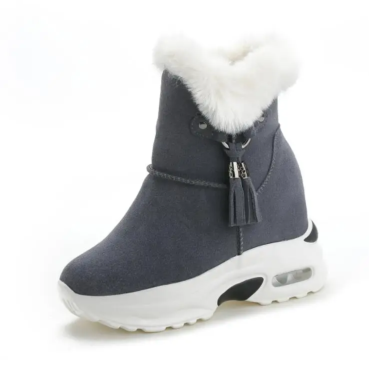 OLOMM/зимние ботинки; женские ботинки; зимние ботинки; ботильоны на толстой подошве; Новинка года; Зимние Теплые повседневные ботинки; AB-75 - Цвет: Серый