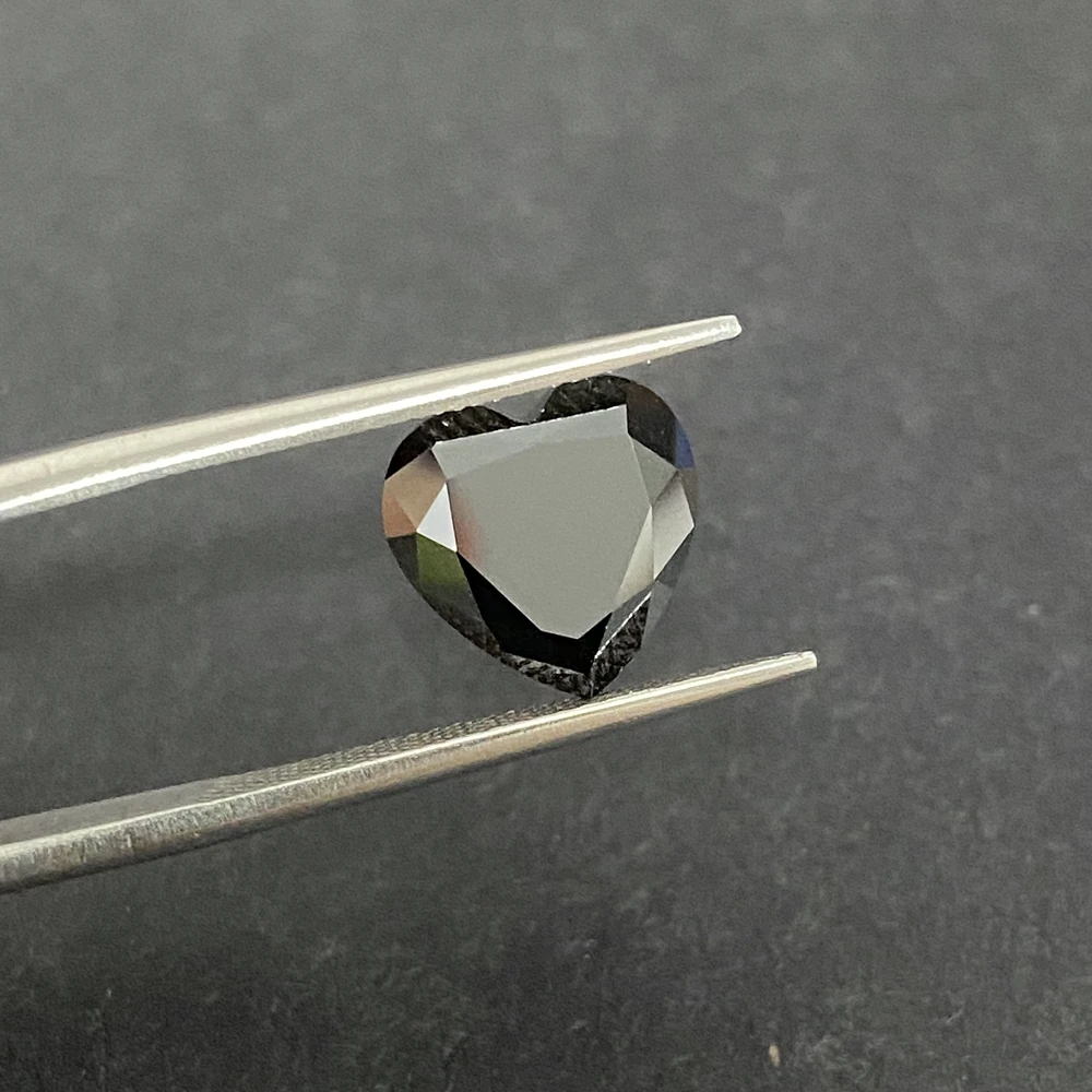 Fancy Heart Shape 8*8mm Black Color Lab Grown Moissanite Diamond Gemstones for Wholesale Price