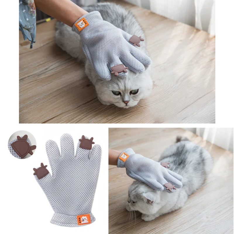 Silicone cat grooming glove cats wool glove Pet Hair Deshedding Brush Comb Glove For Pet Dog Cleaning Massage Glove For Anima