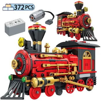 

327pcs City Technic Classical Red Electric Railway Train Building Blocks Power Car Model Bricks Toys For Chilrend Gifts