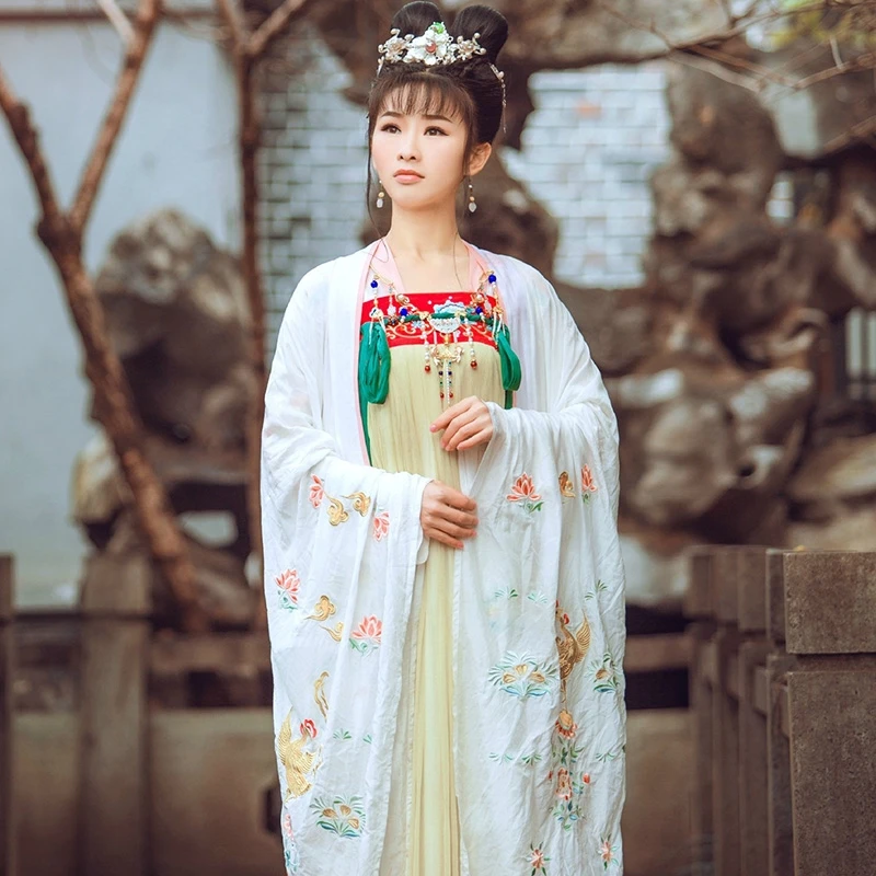 Hanfu Женские китайские танцевальные костюмы китайский традиционный костюм ханфу китайское платье Летний костюм династии Тан платье феи SL1265