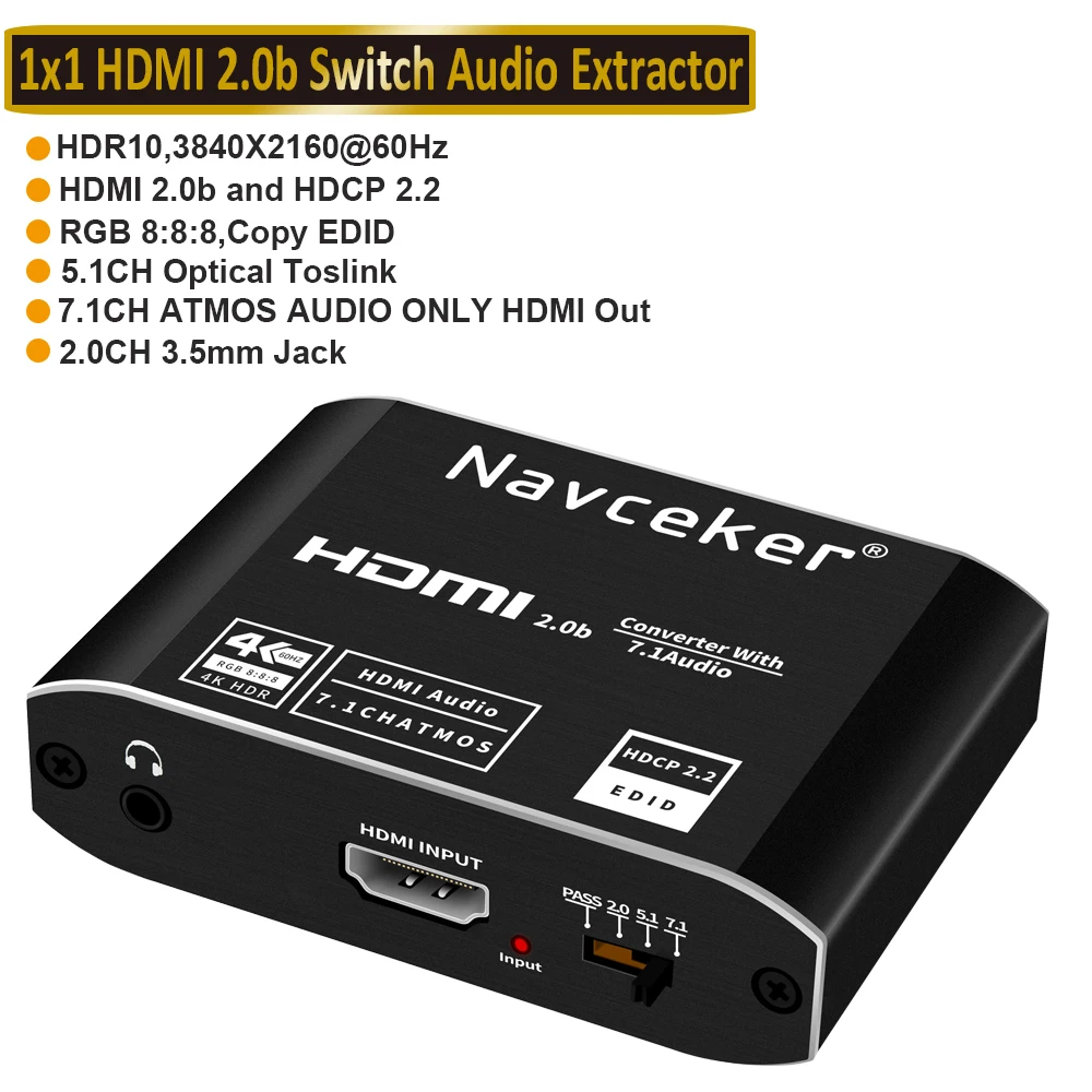 2020 Best ARC HDMI 2.0 Audio Extractor 4K 120Hz RGB8:8:8 HDR HDMI Splitter Audio Converter 4K HDMI to Optical TOSLINK SPDIF 7.1 