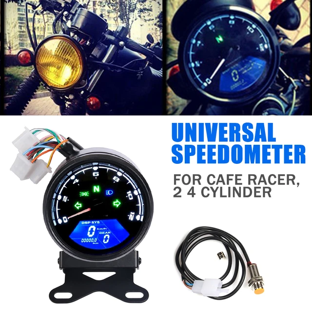 Für Cafe Racer Motorrad Tacho Instrument Kilometerzähler Drehzahlmesser  Dashboard Öl Gauge LCD Digital Dash Anzeige Universal