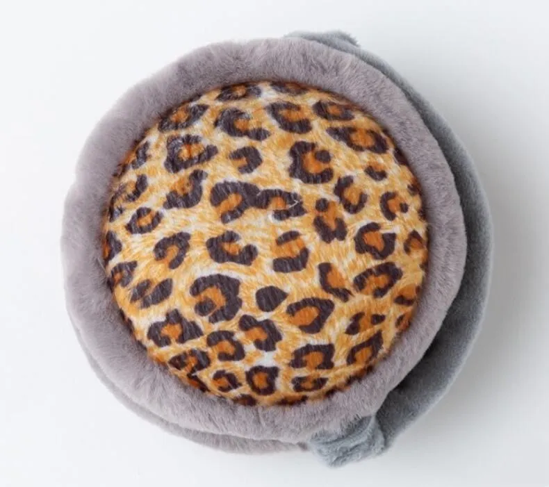 E Leopard Gray LJCUIYAO, зимние наушники, модные женские и девичьи меховые зимние ухо теплые наушники, наушники, повязка на голову, новые, унисекс, сохраняющие тепло, плюшевые - Цвет: E Leopard Gray
