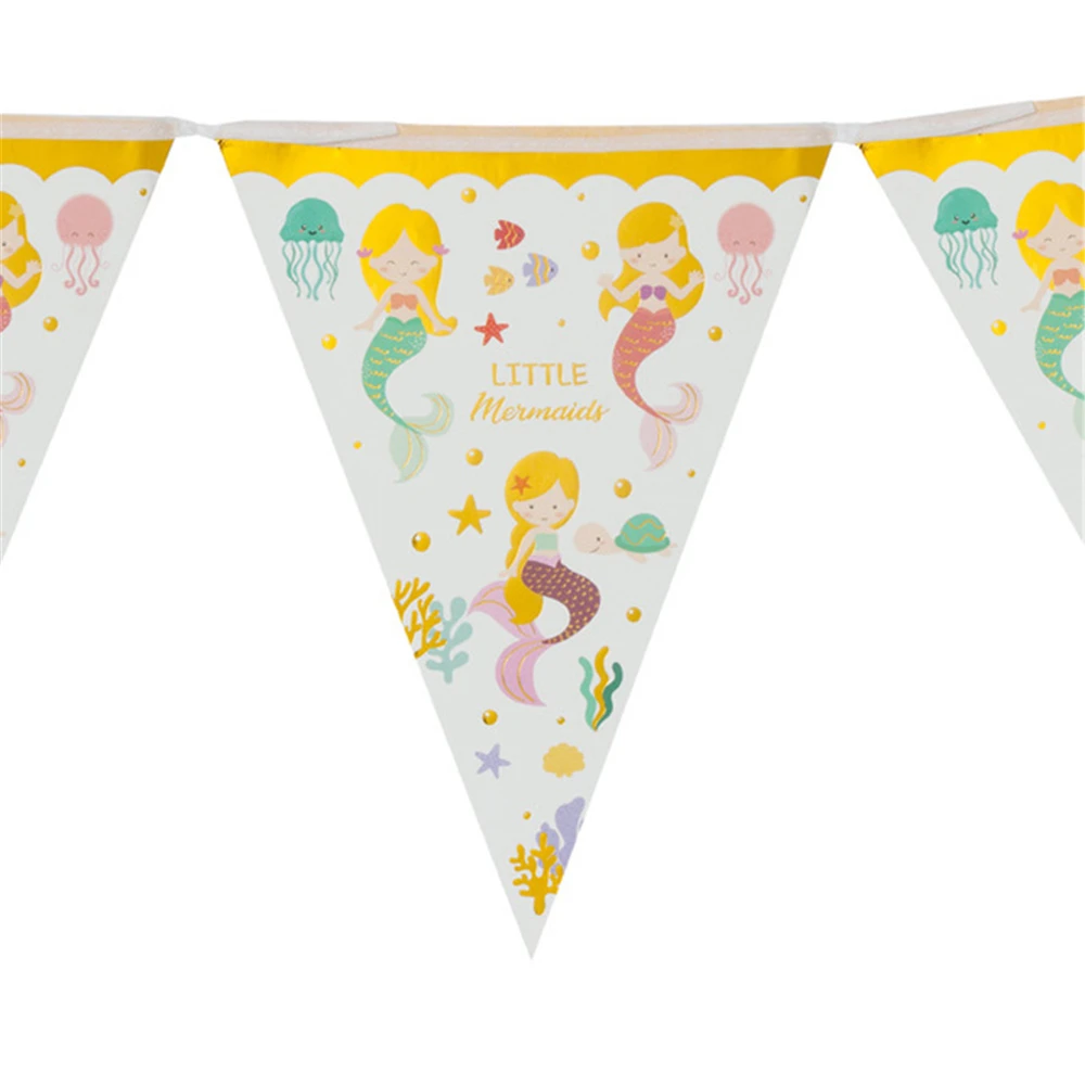 Mermaid theme hot stamping set high-end hot stamping tableware disposable items table decoration birthday party supplies