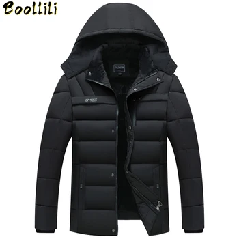 

2020 Mens Winter Jacket Thickness Warm Hat Detachable Coat Simple Hem Practical Parkas Windproof Snow Cold Jacket Large Size 5XL