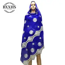Последняя африканская Женская шаль головной платок мусульманок с вышивкой большой шарф для Шали Обертывания хлопковый шарф