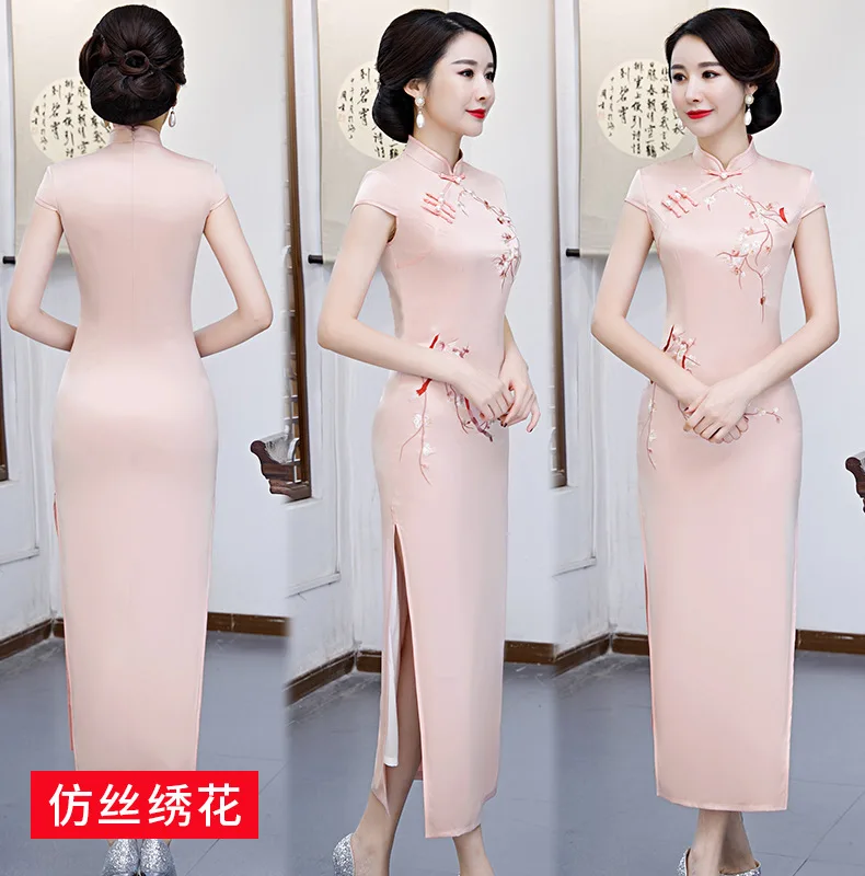 Китайская традиционная Печать Длинные cheongsam тонкий улучшить показать cheongsam ретро Улучшенная ежедневно производительность cheongsam больших размеров для всей