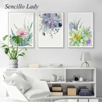 

Succulent Plant Cactus Flower Leaf Canvas Painting Bontanical Art Poster and Print Nordic Wall Picture Living Room Decoration