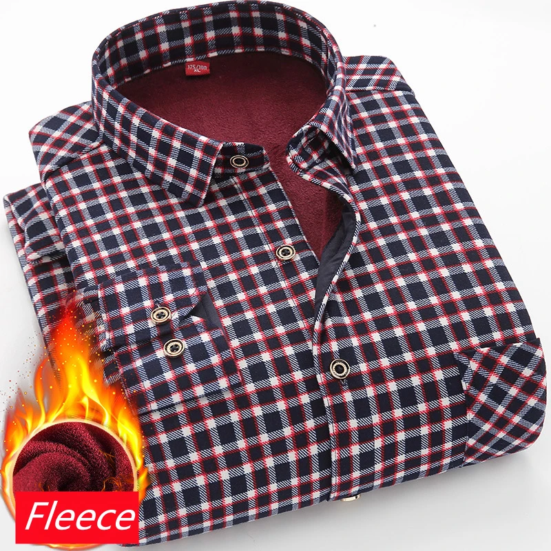 Camisa de lana de doble cara para hombre, camisa cálida de grande 7XL 8XL, terciopelo grueso, a la moda, Top de de gran tamaño|Camisas informales| -