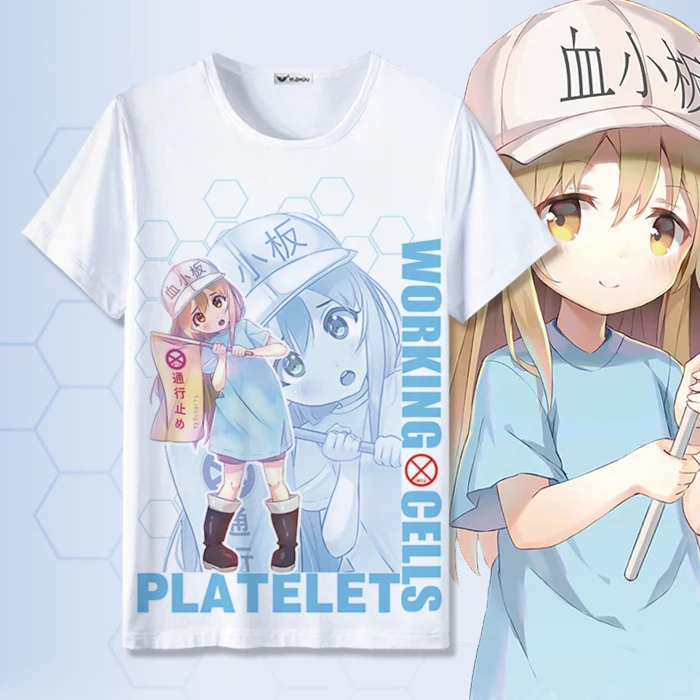 Футболка для косплея Hataraku Saibou летняя футболка с рисунком эритроцитов и красной