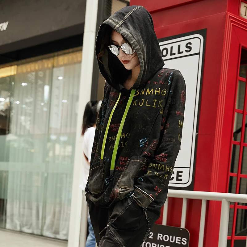 Max LuLu корейская модная брендовая Женская одежда в стиле панк из джинсовой ткани женские толстовки с капюшоном осенние винтажные толстовки оверсайз с принтом