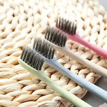 

1Pcs Portable Wheat-straw Soft Brushing Eco-Friendly Low Carbon Anti-bleeding Toothbrush For Adults Headgear Travel Outdoor